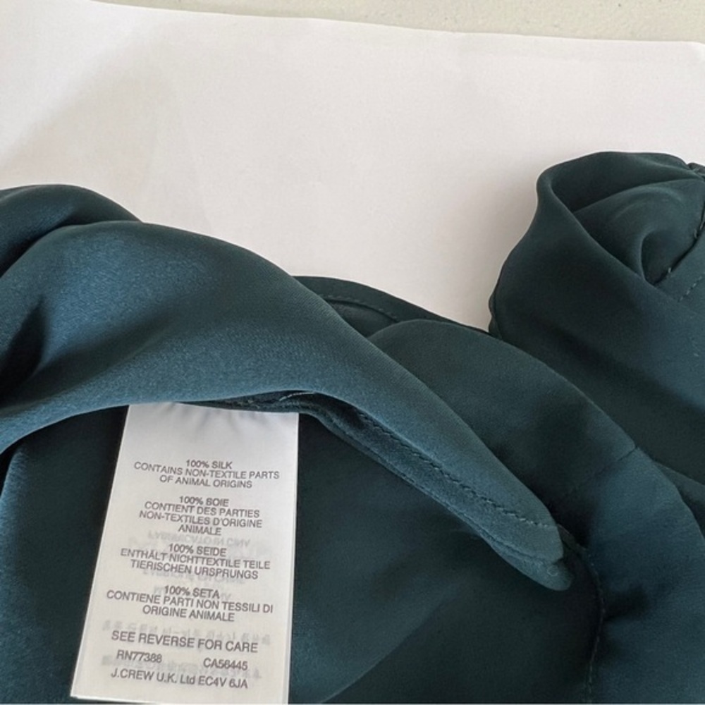 J. Crew Collection 100% Silk Chiffon Blouse – Teal Green – Size 4 - Picture 9 of 9
